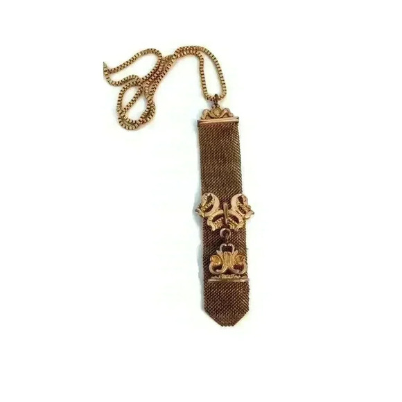 Antique Mesh Watch Fob 1903 Art Nouveau 12 Kt Gold Plated & Wax Seal - Picture 3 of 10
